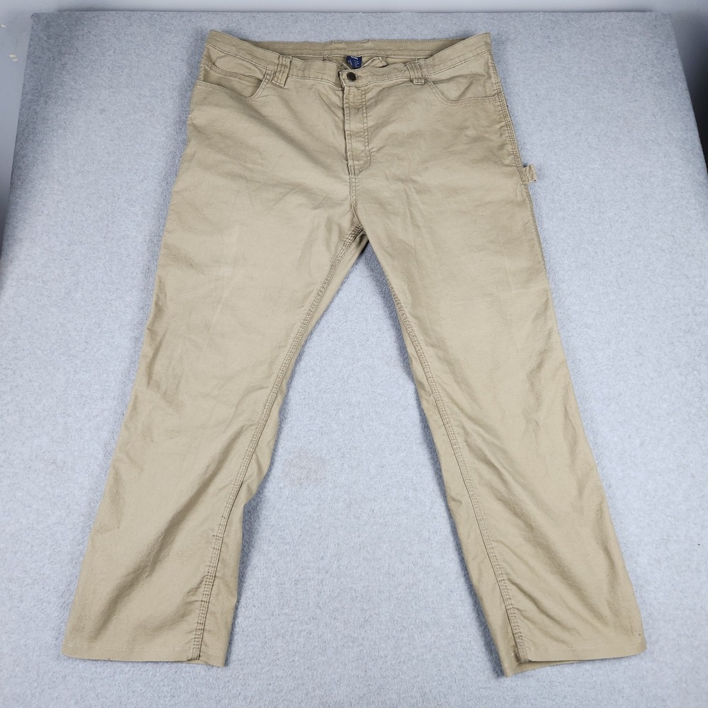 RK Brand Carpenter Pants Mens 42x30 Beige Canvas Utility Workwear Hammer Loop